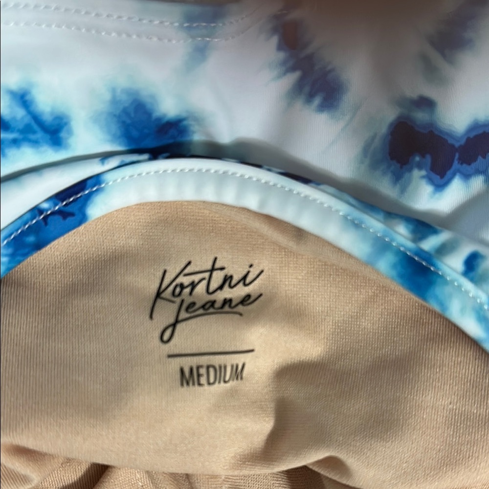 Kortni Jeane Blue Tie Front Cut Out Tank Top Bikini - Picture 3 of 4